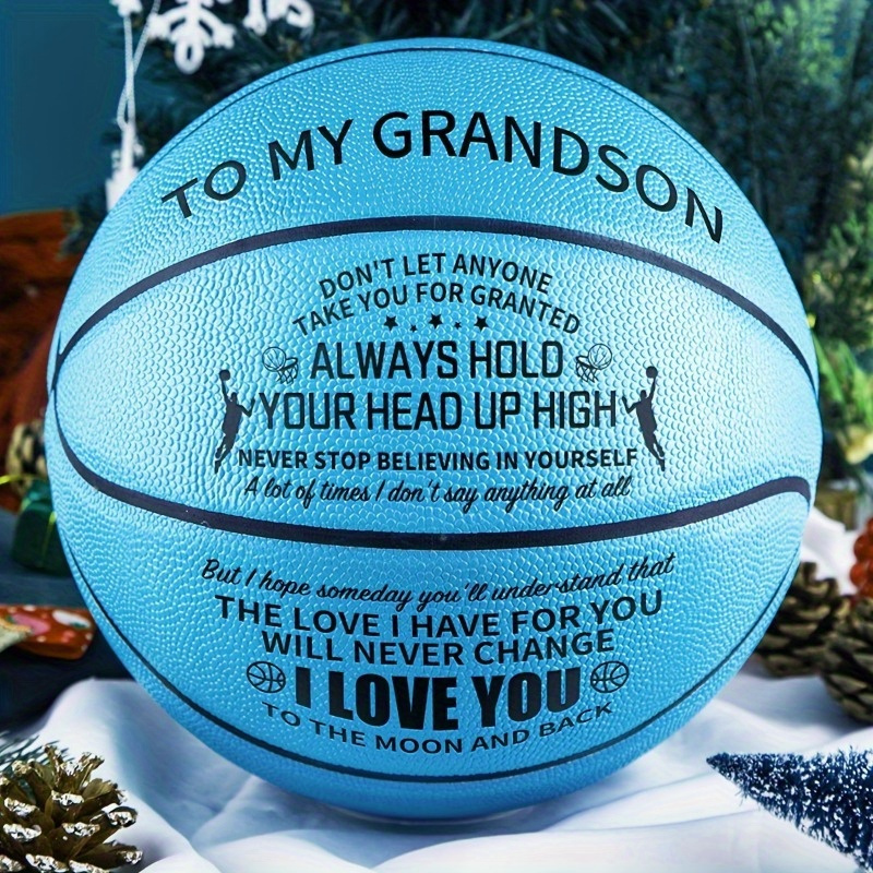 

A Special Basketball To Show Your Grandson How Much You Love Them - Perfect Gift, Standard Size 7, Faux Feather