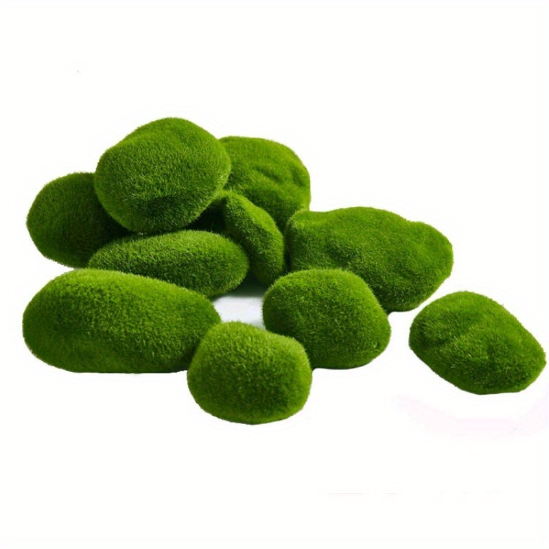 TIHOOD 30 Pcs 3 Size Artificial Moss Rocks Decorative, Green Moss Balls,Moss Stones, Green Moss Covered Stones, Fake Moss Decor for Floral