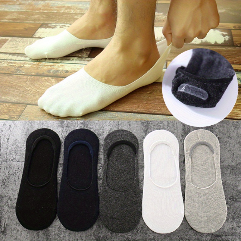 

6 Pairs Of Invisible Socks Spring And Summer Thin Solid Color Casual Cotton Socks Anti-slip Men's Socks