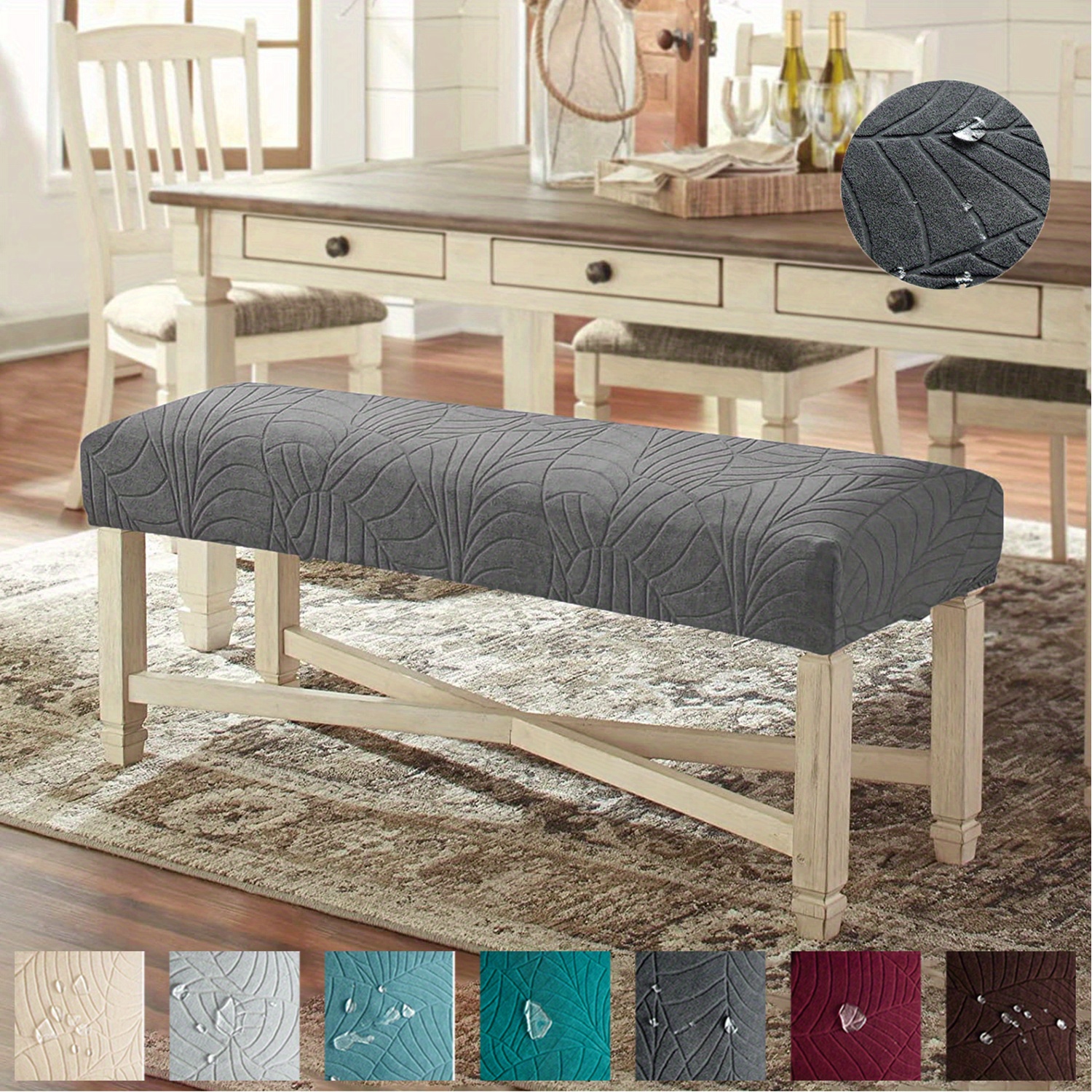 High Stretch Bench Cover Rectangle Dining Long Bench Cushion Thicker  Slipcover