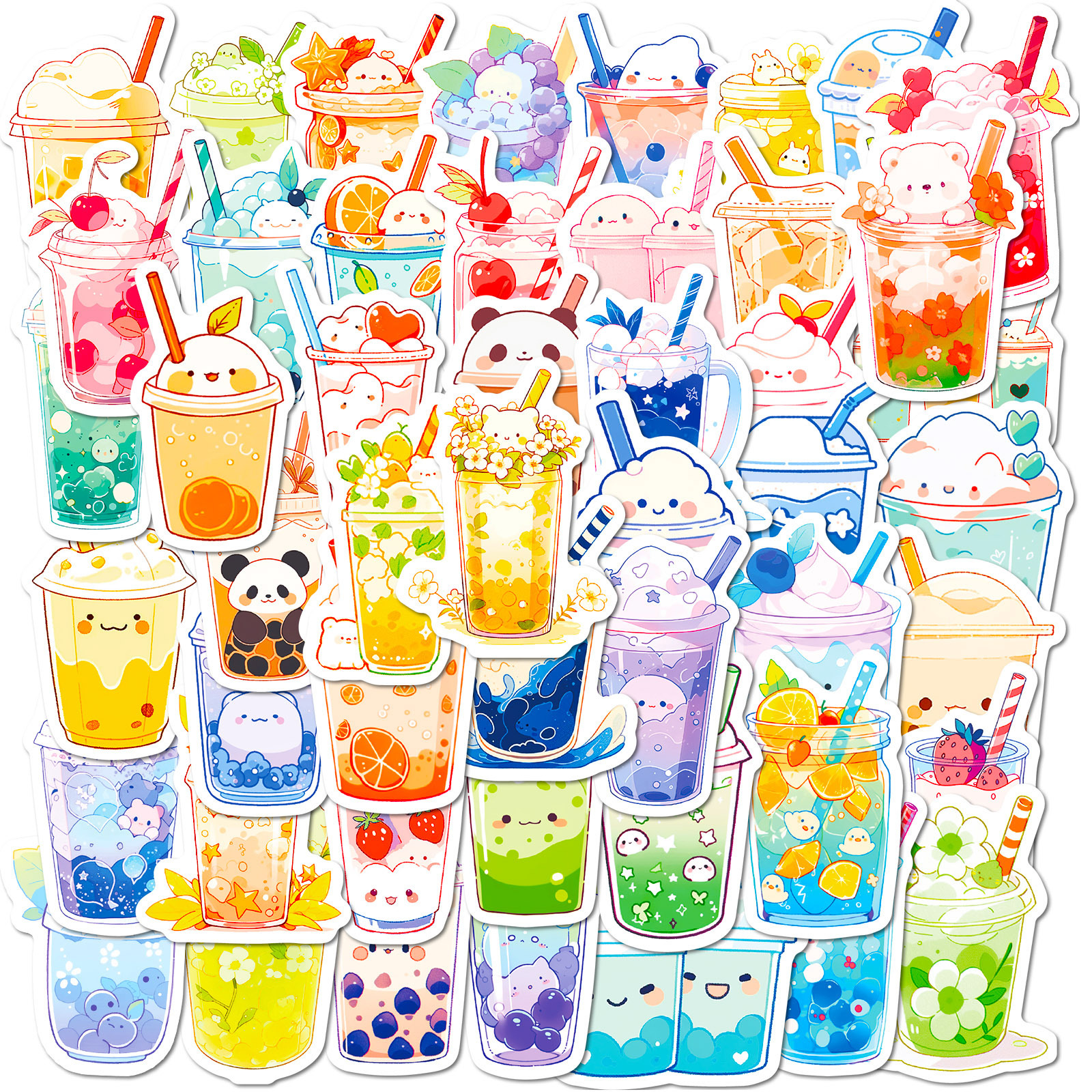 Cute Bubble Tea Stickers Roll Kawaii Drink Stickers For - Temu