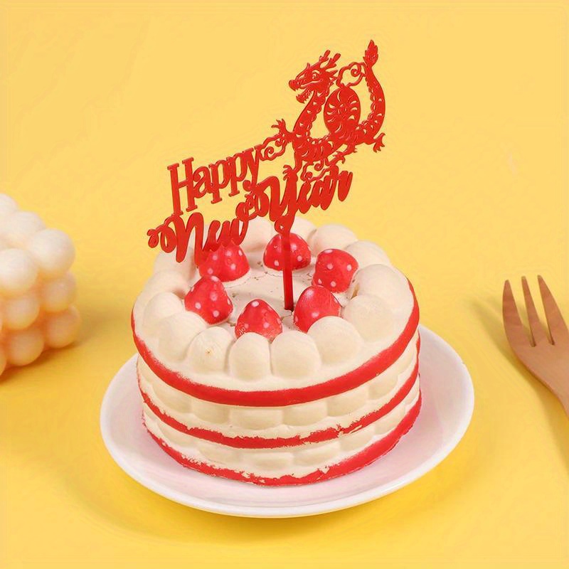 1pc Ins Style 2024 Christmas/new Year Party Cake Topper, Cake Decoration  Acrylic Insert