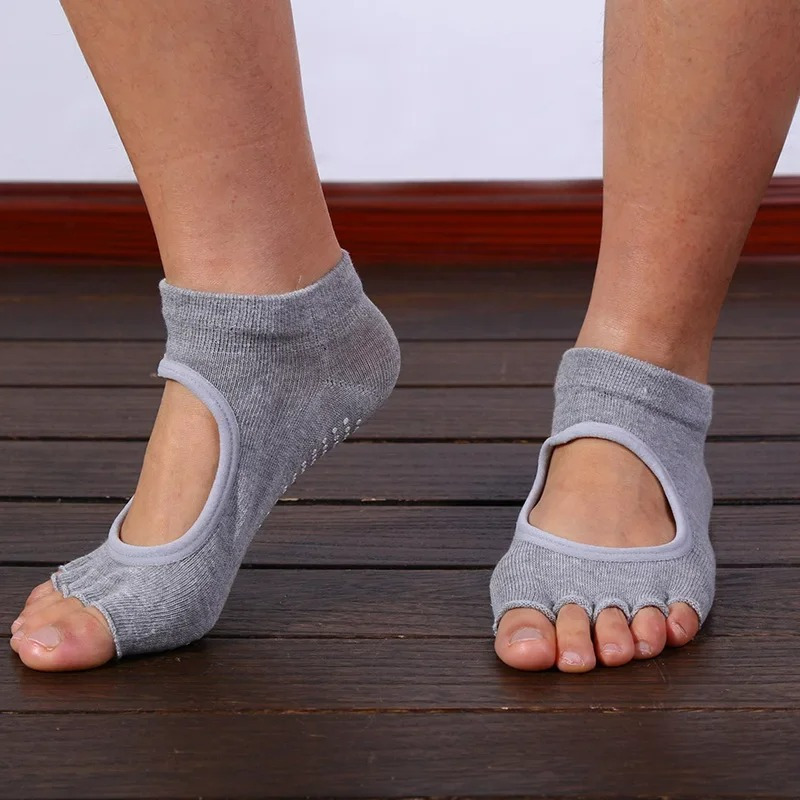 Yuarrent 1 par de calcetines antideslizantes sin dedos para mujer,  calcetines de Yoga para mujer, Ballet, Pilates, Fitness, calcetín de baile  Type6 NO6