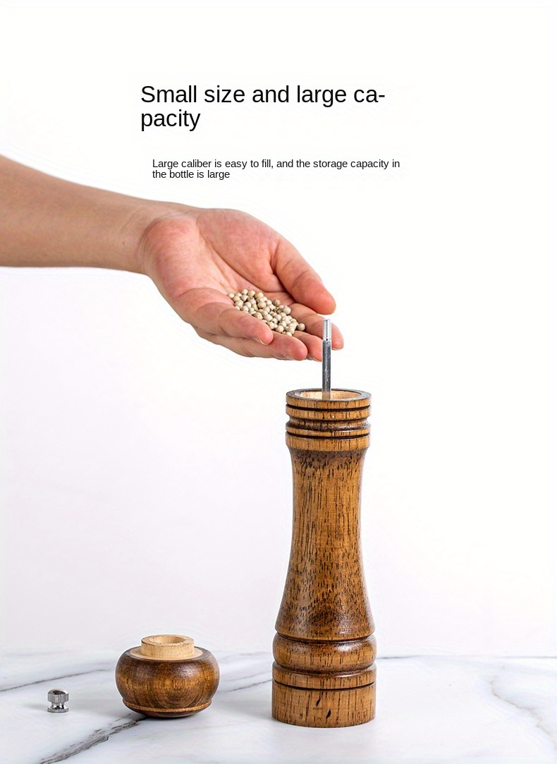 2 3pcs set wooden salt and pepper grinder set wood pepper mill wooden tray   manual   ground sea salt grain pepper mill bottle dinner table accessories kitchen tools chrismas gifts kitchen accessories details 4