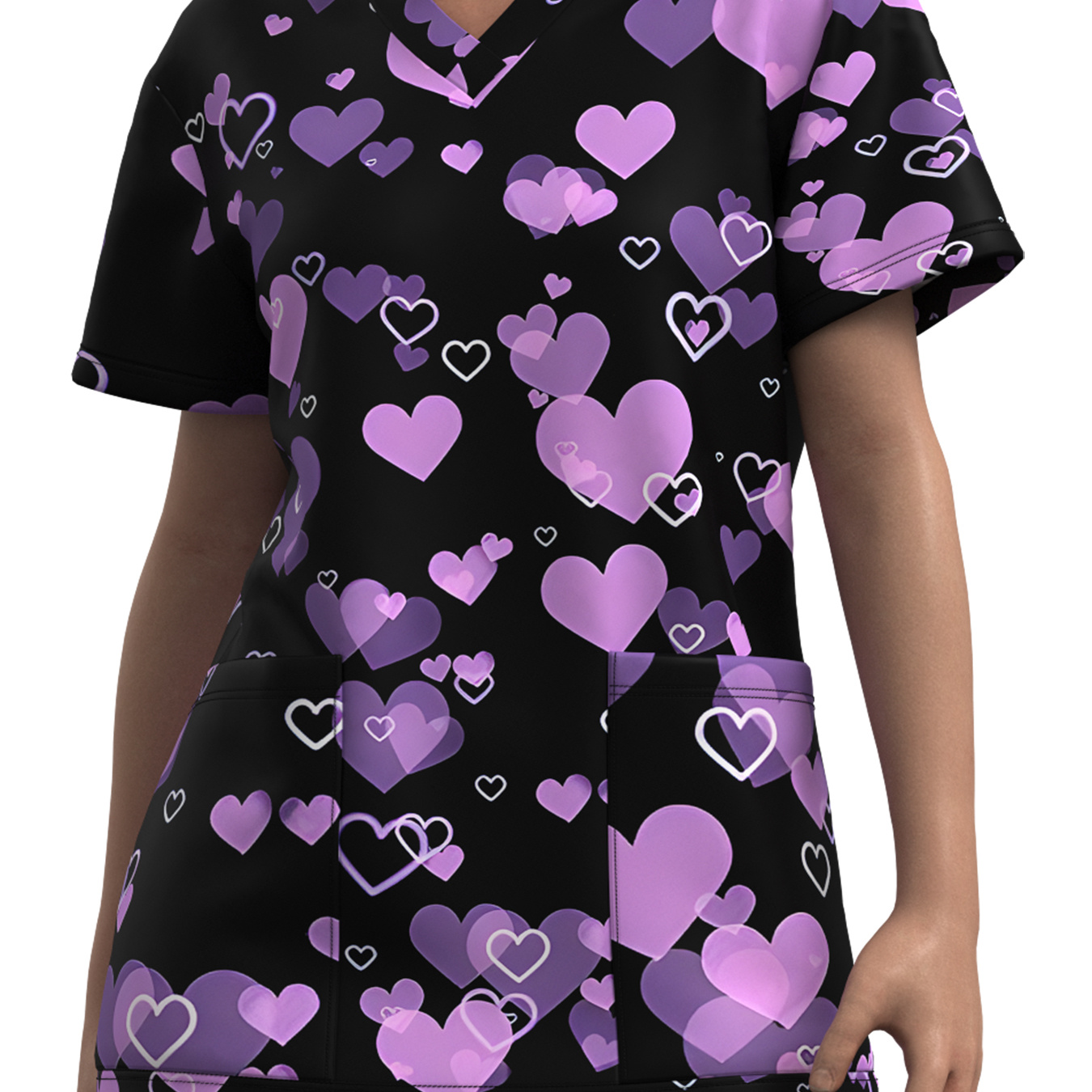 

Heart & Bow Print T-shirt, Casual V Neck Short Sleeve Top For Spring & Summer, Women's Clothing