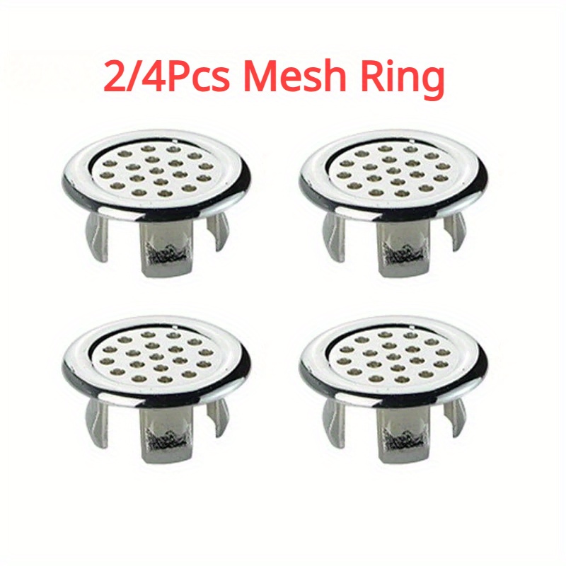 2/4pcs Abs Plastic Bathroom Basin Sink Overflow Cover Ring, Basin Overflow Insert Replacement, Chrome Hole Round Drain Cap, Basin Accessory