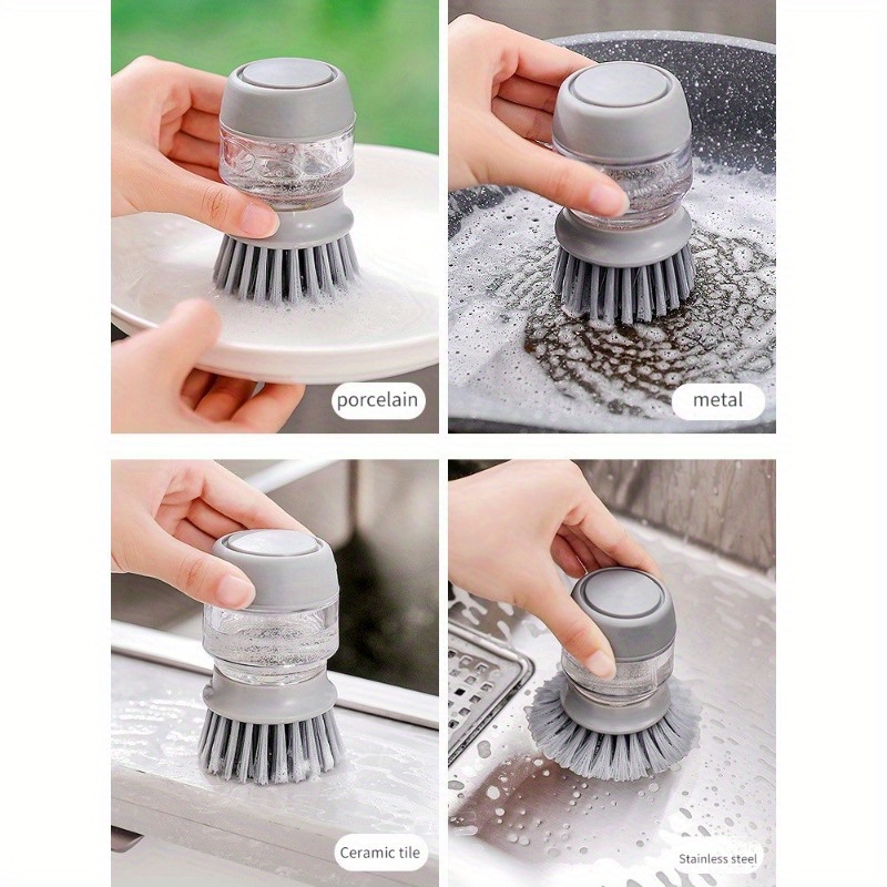 Dish Brush With Soap Dispenser Palm Brush Dish Washing Kitchen Scrub Brushes  With Holder Drip Tray For Restaurant - Temu