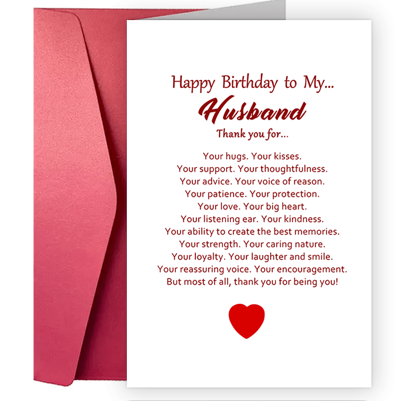 

1pc Funny Creative Birthday Card Special Birthday Card For Husband, Thank You Husband Birthday Card, Sentimental Bday Card For Him With Envelope