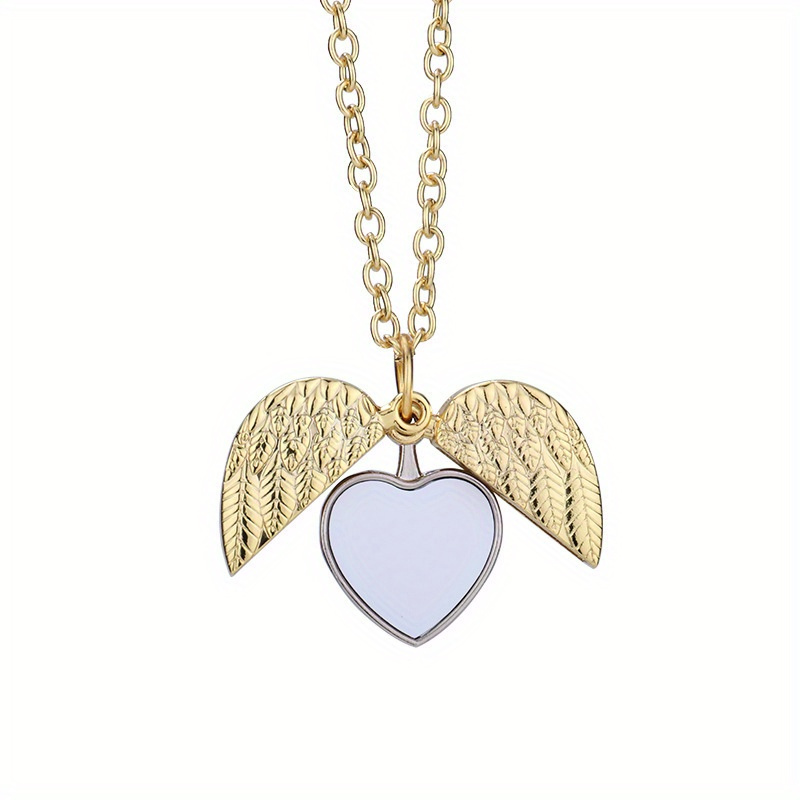 Love Witness Blank Heat Transfer Heart Shaped Wings Necklace Metal Gorgeous  Sublimation Heart Pendant Dice Square Pendant Necklace Jewelry Making -  Temu Ireland