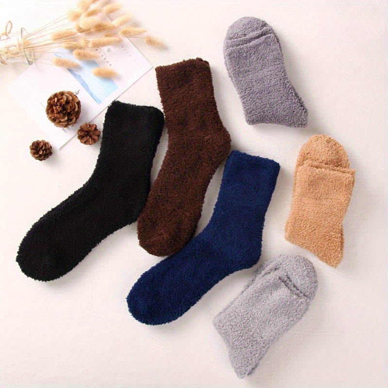 5 Pairs Plush Socks Fluffy Slippers Cozy Warm Winter Socks