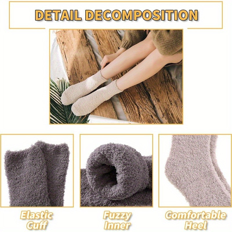 5 Pairs Plush Socks Fluffy Slippers Cozy Warm Winter Socks