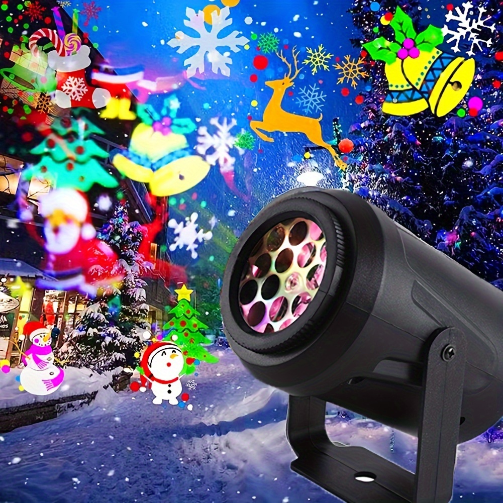 Projecteur De Noël En Flocon De Neige, Lumières De Projecteur De Noël Avec  Motif LED Et Effet De Chute De Neige, Décoration Intérieure De Fête De Noël