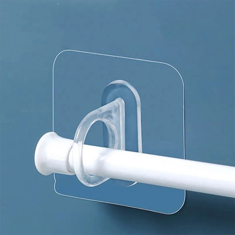 Adhesive Shower Curtain Rod Holder, 2Pcs Transparent Shower Rod