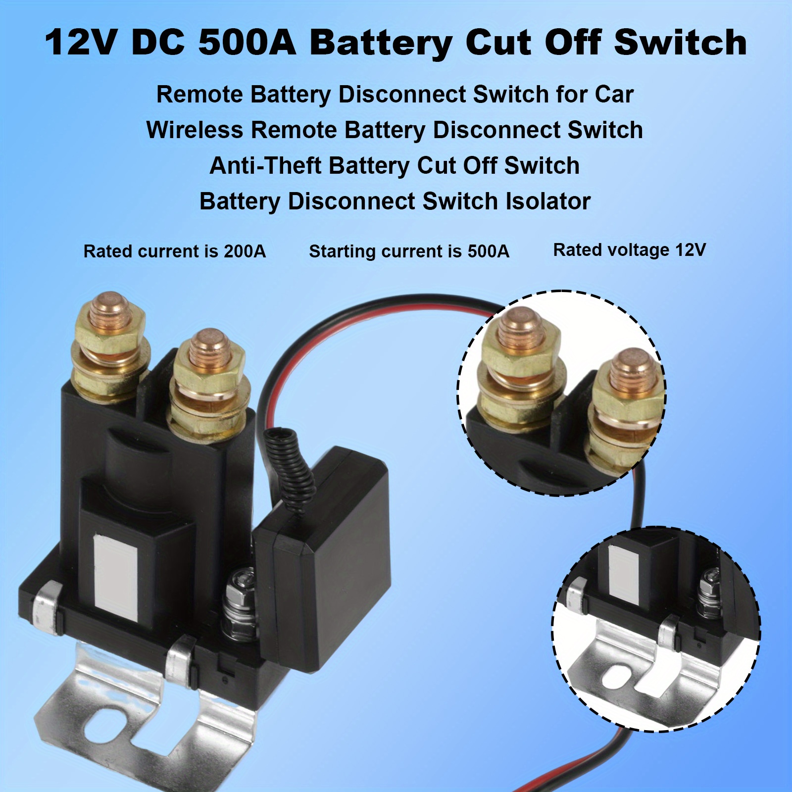 Interrupteur de Déconnexion de Batterie à Distance 12V 200A Coupe