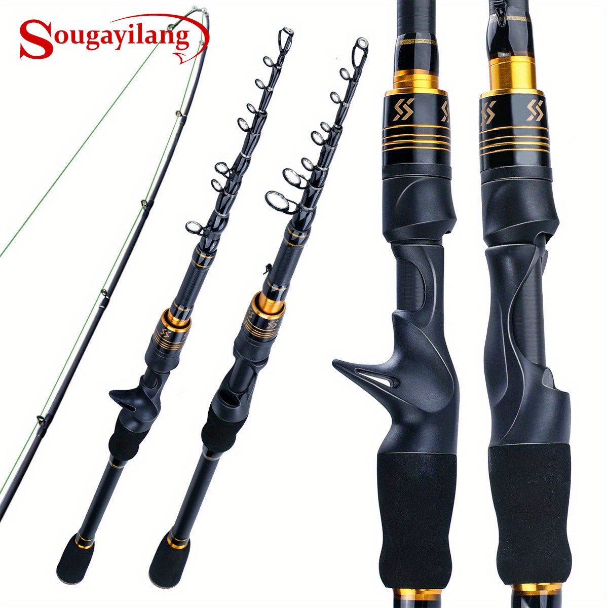 Sougayilang Portable 2 Sections Fishing Pole Electroplating - Temu
