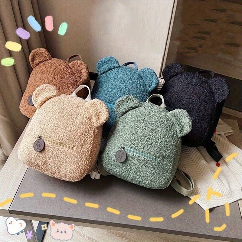 Mini Mochila Com Decoração De Urso Fofo, Bolsa De Ombro Fashion