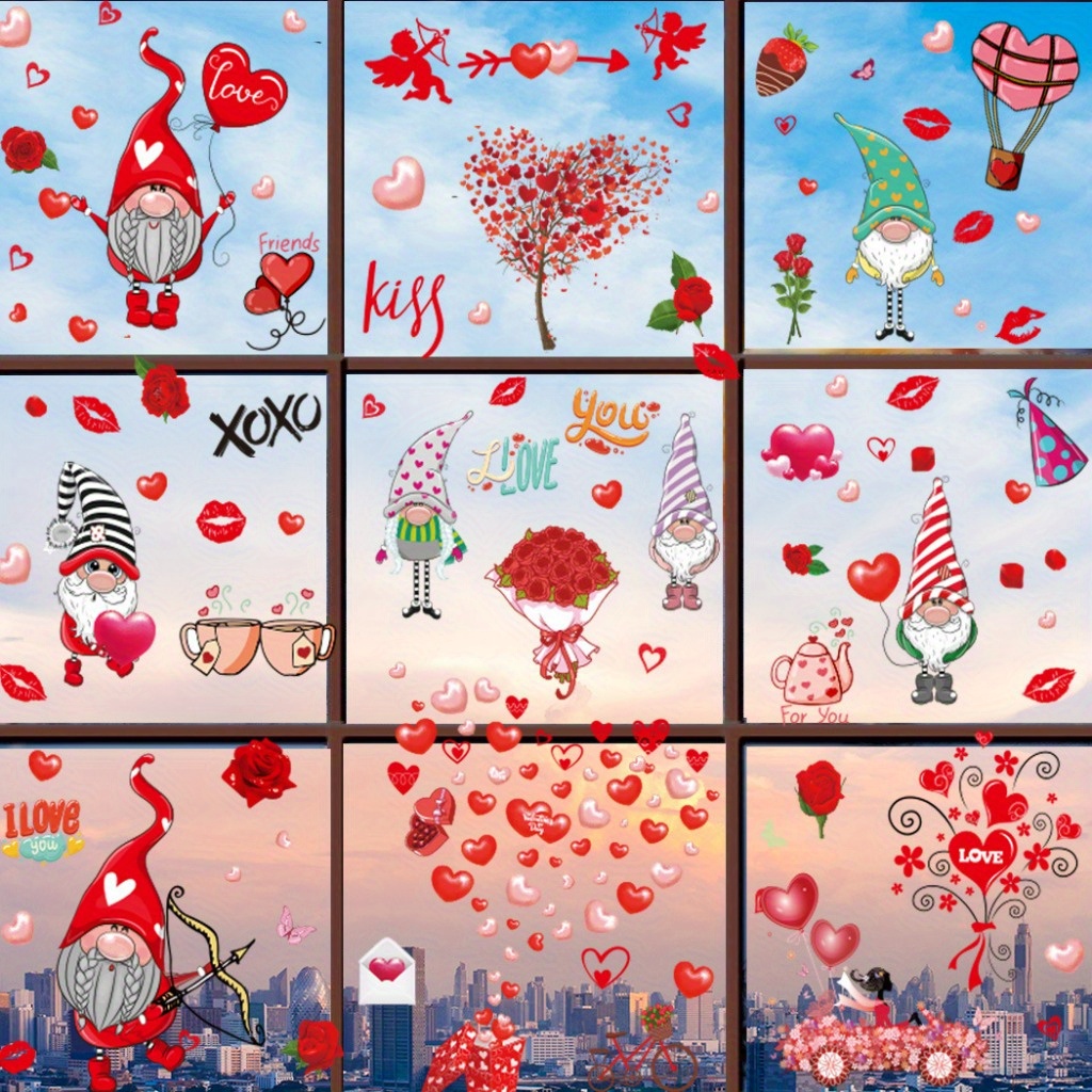 Valentine's Day Window Clings  Heart Decorations & Decals