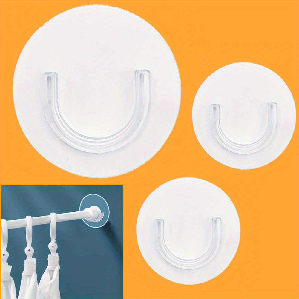 Curtain Rod Holder Adhesive Shower Transparent Tension Rod - Temu