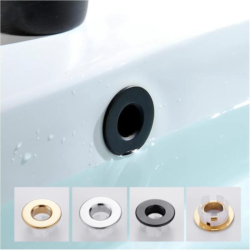 

2pcs Bathroom Basin Overflow Cover, Sink Overflow Ring, Basin Drain Cover Hole Insert Replacement, Basin Trim Insert Cap For Bathroom And Kitchen Sinks, Bathroom Accessories