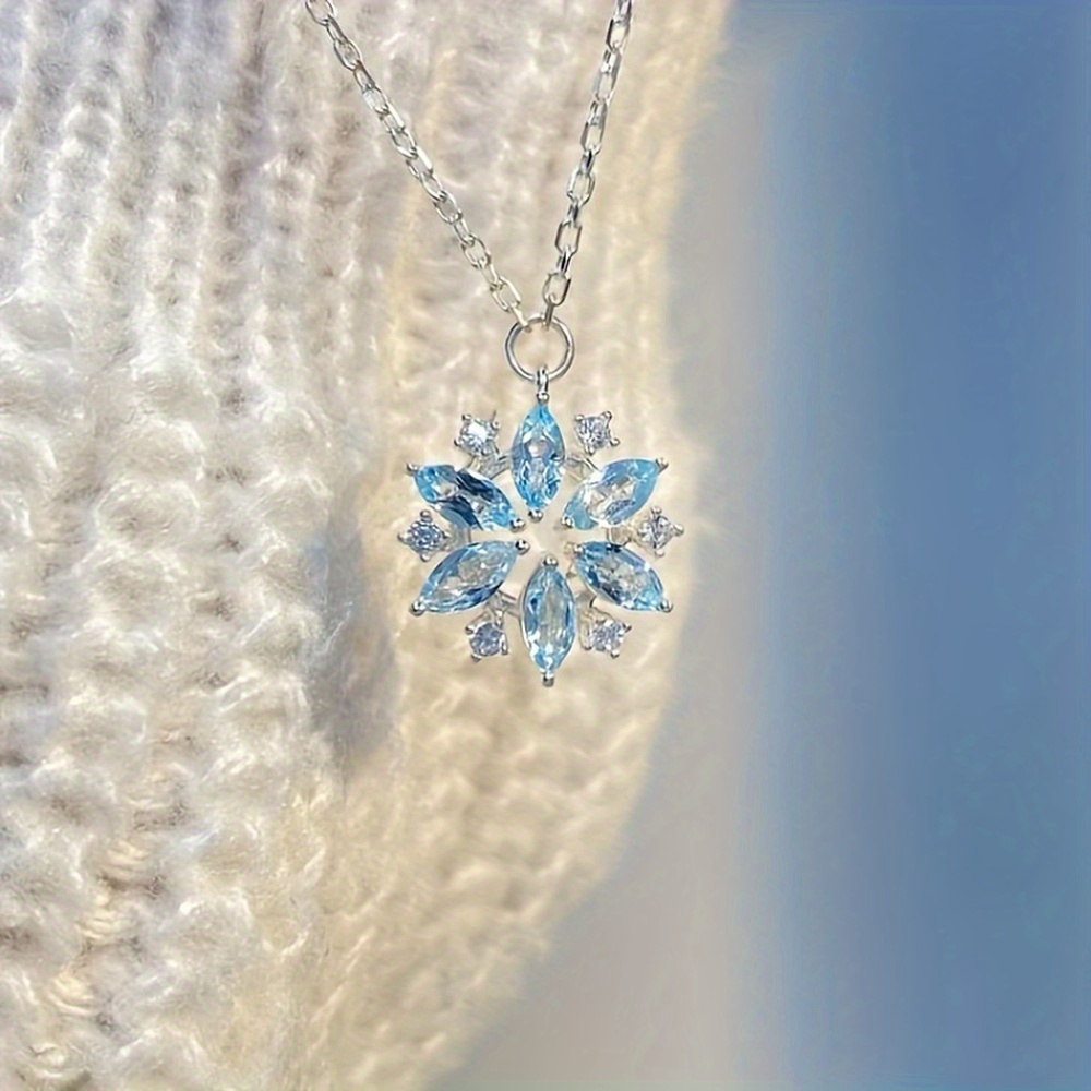 1pza Collar Colgante De Copo De Nieve Celeste Exquisito Y Creativo, Accesorios Decorativos, Regalos De Navidad Y Cumpleaños
