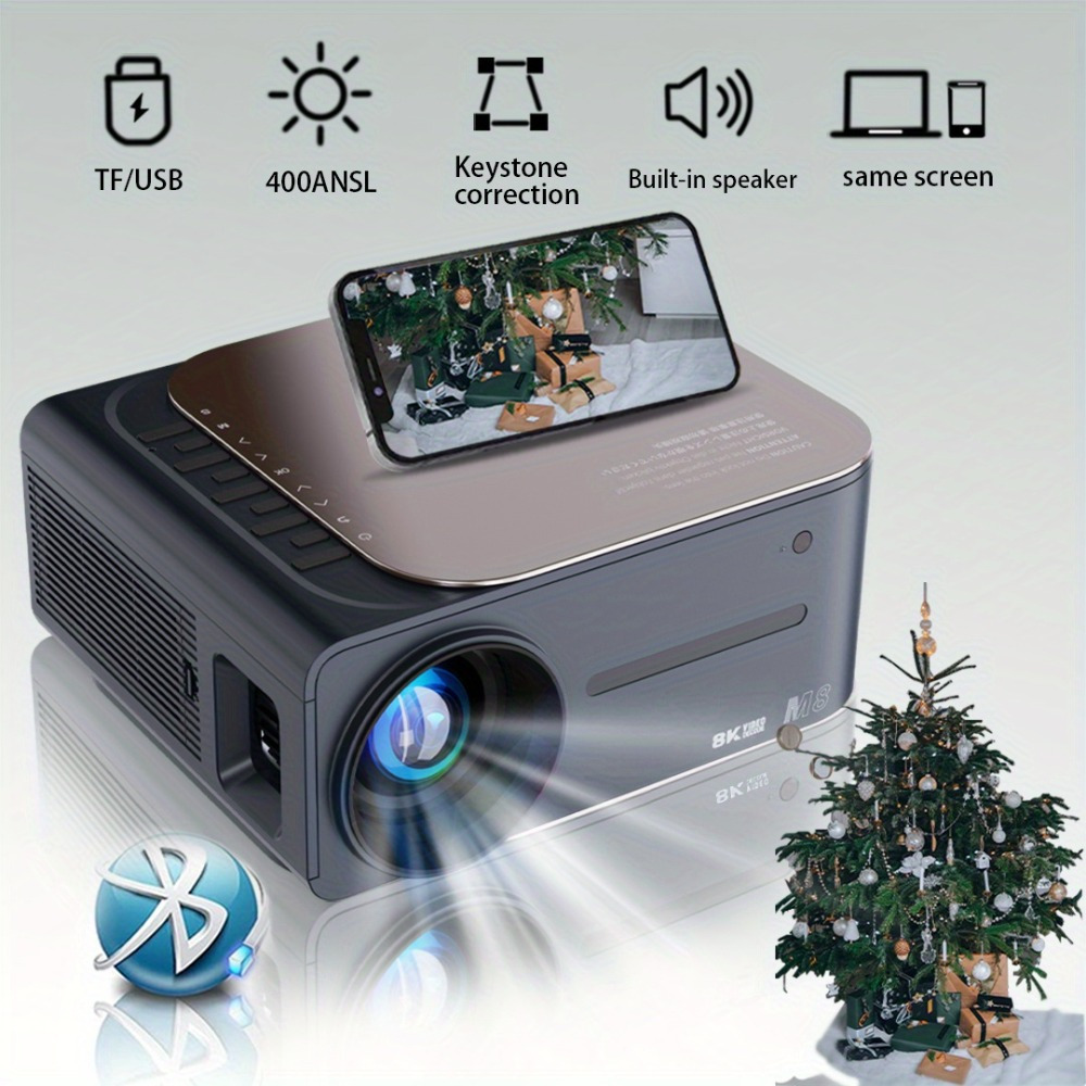 Transpeed Projector 4K 1080P 8K video 300ANSI LED Android Projectors  12000Lumens BT5.0 Dual wifi Full