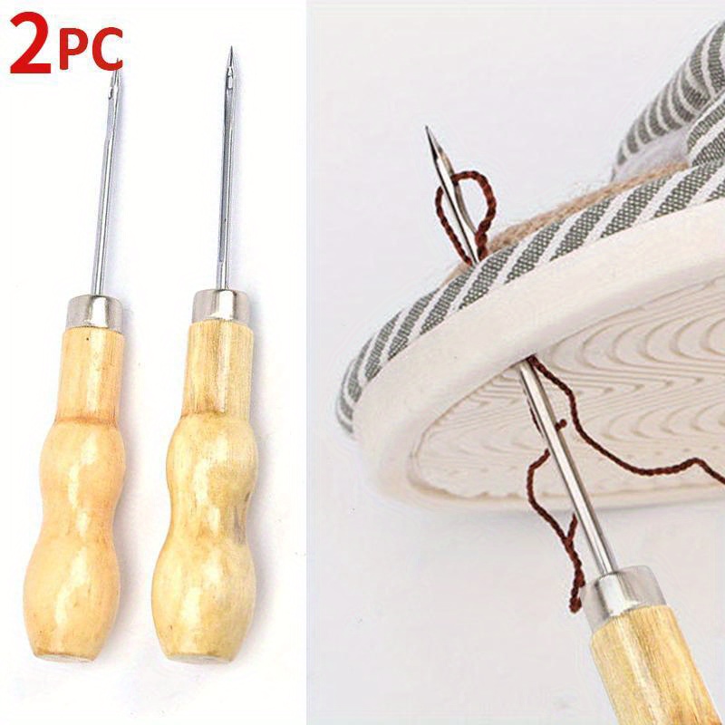 1set Sewing Awl Kit Portable Leather Sewing Awl Kit Including Handheld  Sewing Repair Awl Straight And Bent Needles