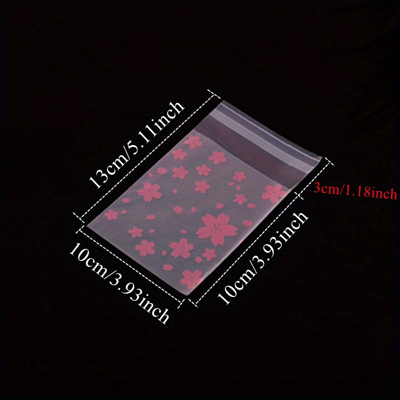 100 Semi Transparent Pink Cherry Petal Self Sealing Bags, Self-adhesive Gift Packaging Bags, Holiday Gift Decoration Bags