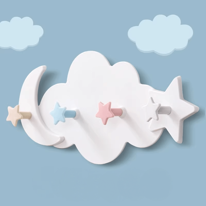 

1pc Cartoon Cloud Hook, Cute Star Moon Cloud Shape Nail-free Wall Clothes Hooks, Strong Load Bearing Adhesive Traceless Hanger, Wall Hanging Sticky Hook For Clothes And Hats