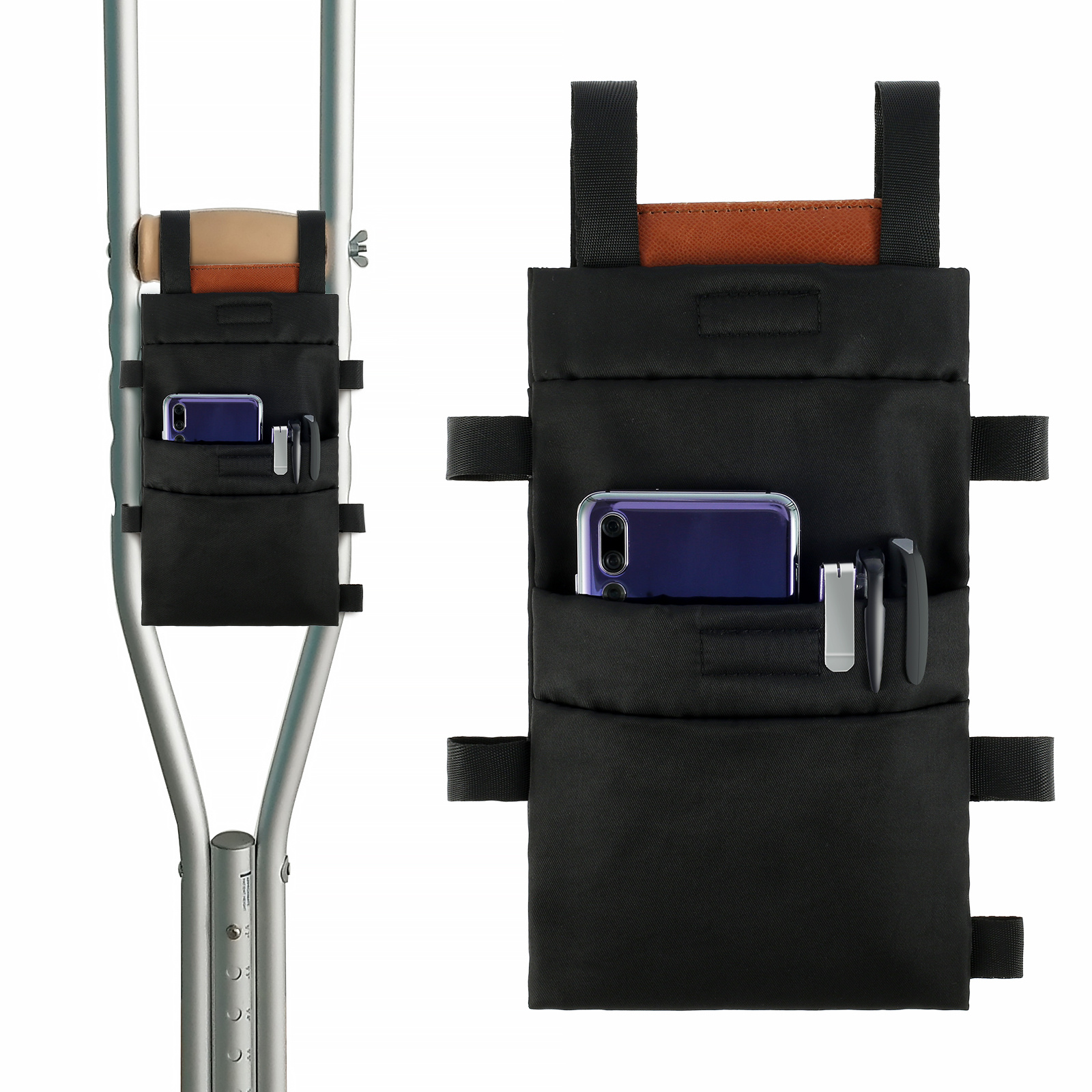 Muletas de aluminio estándar para niños, muletas ajustables médicas negras  para caminar, muletas para axilas con almohadilla de axila y empuñadura