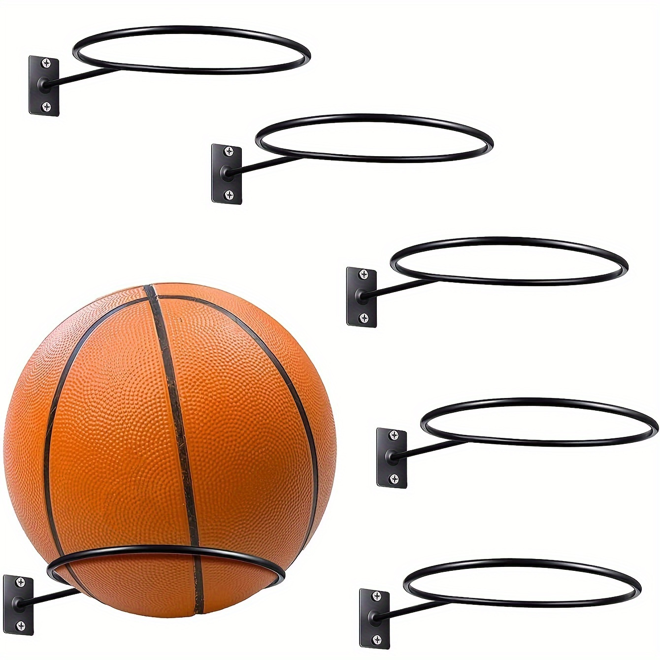 Support mural de rangement pour balle de sport, multifonctionnel,  présentoir de support de basket-Ball sans