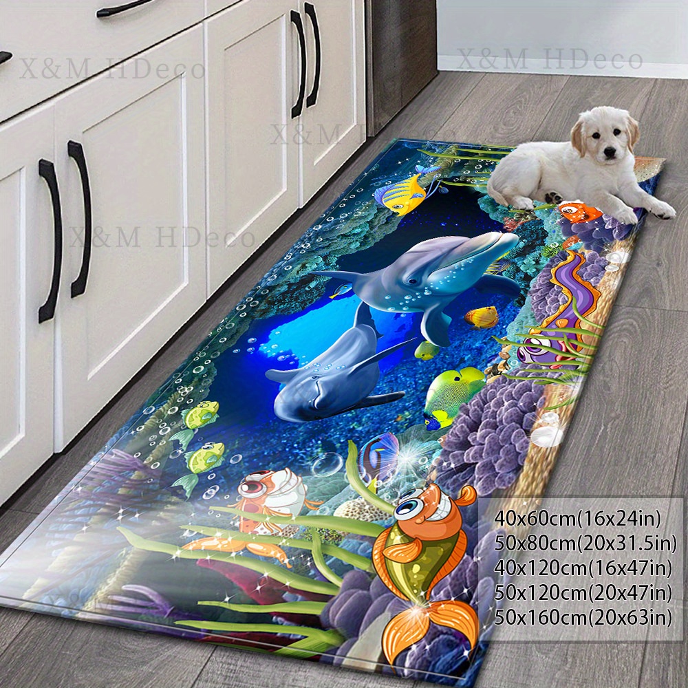 underwater   non slip area rug absorbent anti   floor mat for kitchen bedroom living room bathroom comfortable standing pad with cartoon design details 0