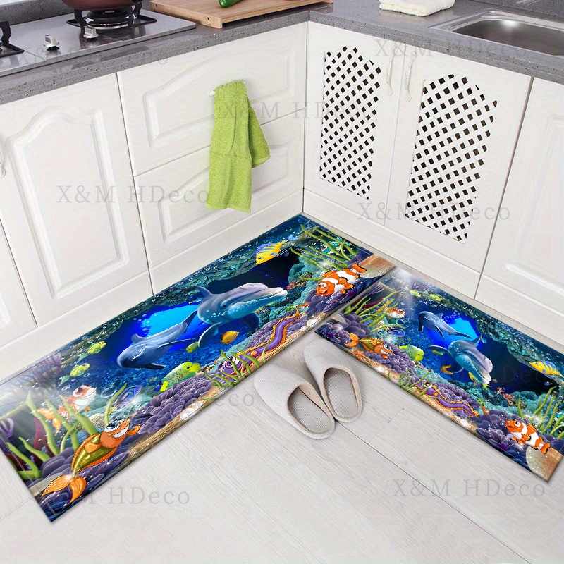 underwater   non slip area rug absorbent anti   floor mat for kitchen bedroom living room bathroom comfortable standing pad with cartoon design details 1