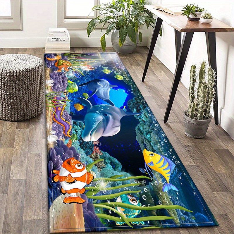 underwater   non slip area rug absorbent anti   floor mat for kitchen bedroom living room bathroom comfortable standing pad with cartoon design details 2