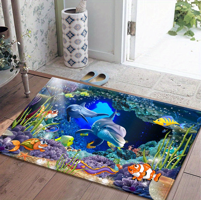 underwater   non slip area rug absorbent anti   floor mat for kitchen bedroom living room bathroom comfortable standing pad with cartoon design details 3