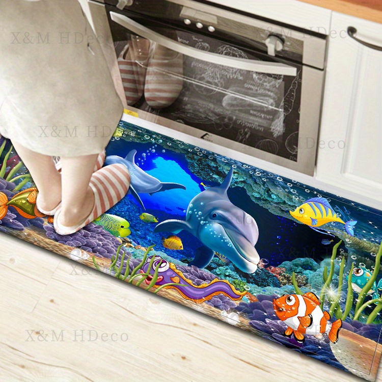 underwater   non slip area rug absorbent anti   floor mat for kitchen bedroom living room bathroom comfortable standing pad with cartoon design details 5