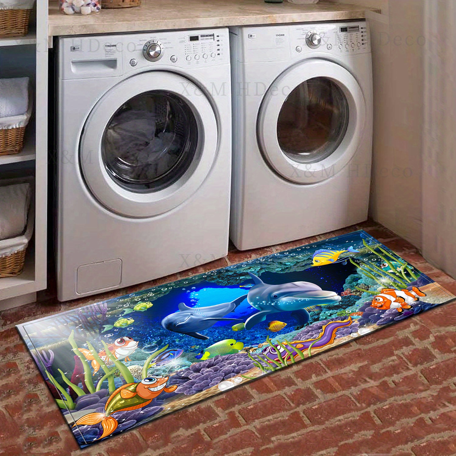 underwater   non slip area rug absorbent anti   floor mat for kitchen bedroom living room bathroom comfortable standing pad with cartoon design details 7