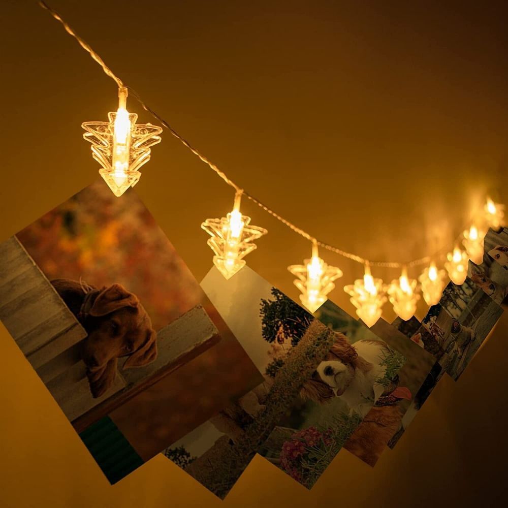 Clip de fotos de 17 pies – 50 luces LED de hadas con 50 clips transparentes  para colgar imágenes, cadena de luces de fotos con clips, perfecta
