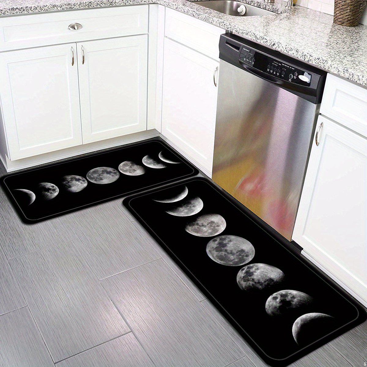 1pc moon print non slip mat absorbent floor mat for kitchen laundry living room bedroom entryway with design washable area mat details 0