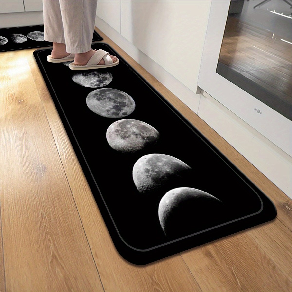 1pc moon print non slip mat absorbent floor mat for kitchen laundry living room bedroom entryway with design washable area mat details 1