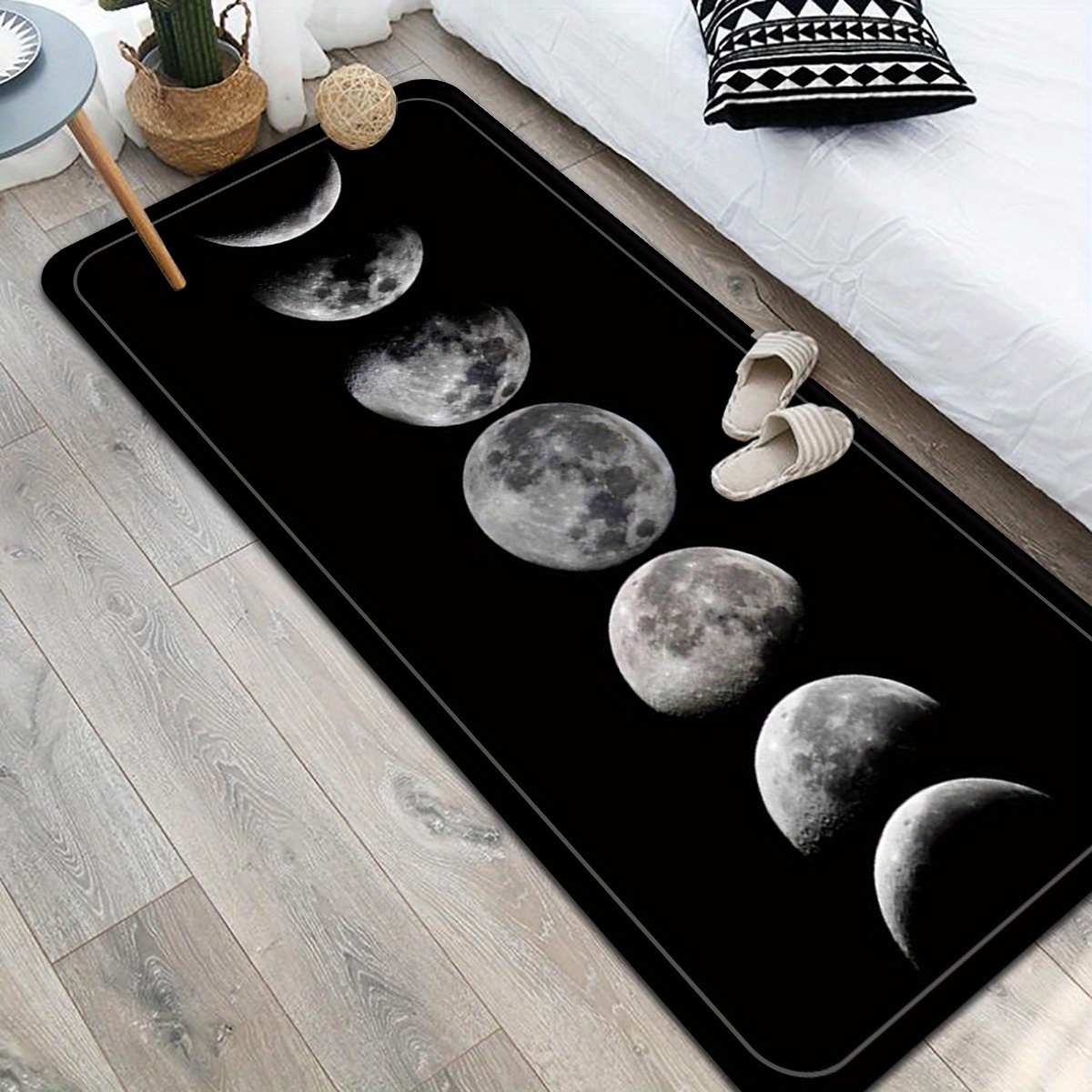 1pc moon print non slip mat absorbent floor mat for kitchen laundry living room bedroom entryway with design washable area mat details 4