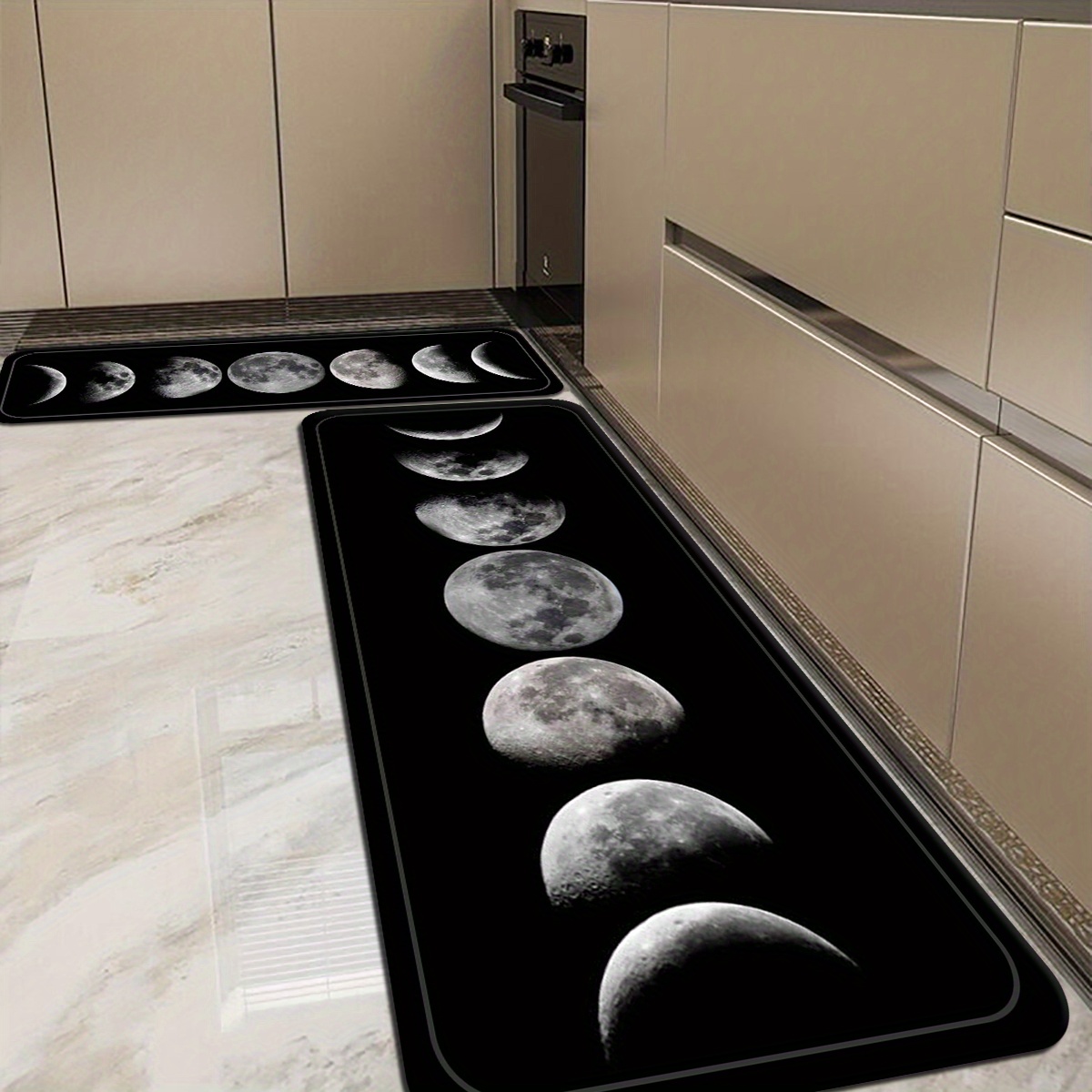 1pc moon print non slip mat absorbent floor mat for kitchen laundry living room bedroom entryway with design washable area mat details 6