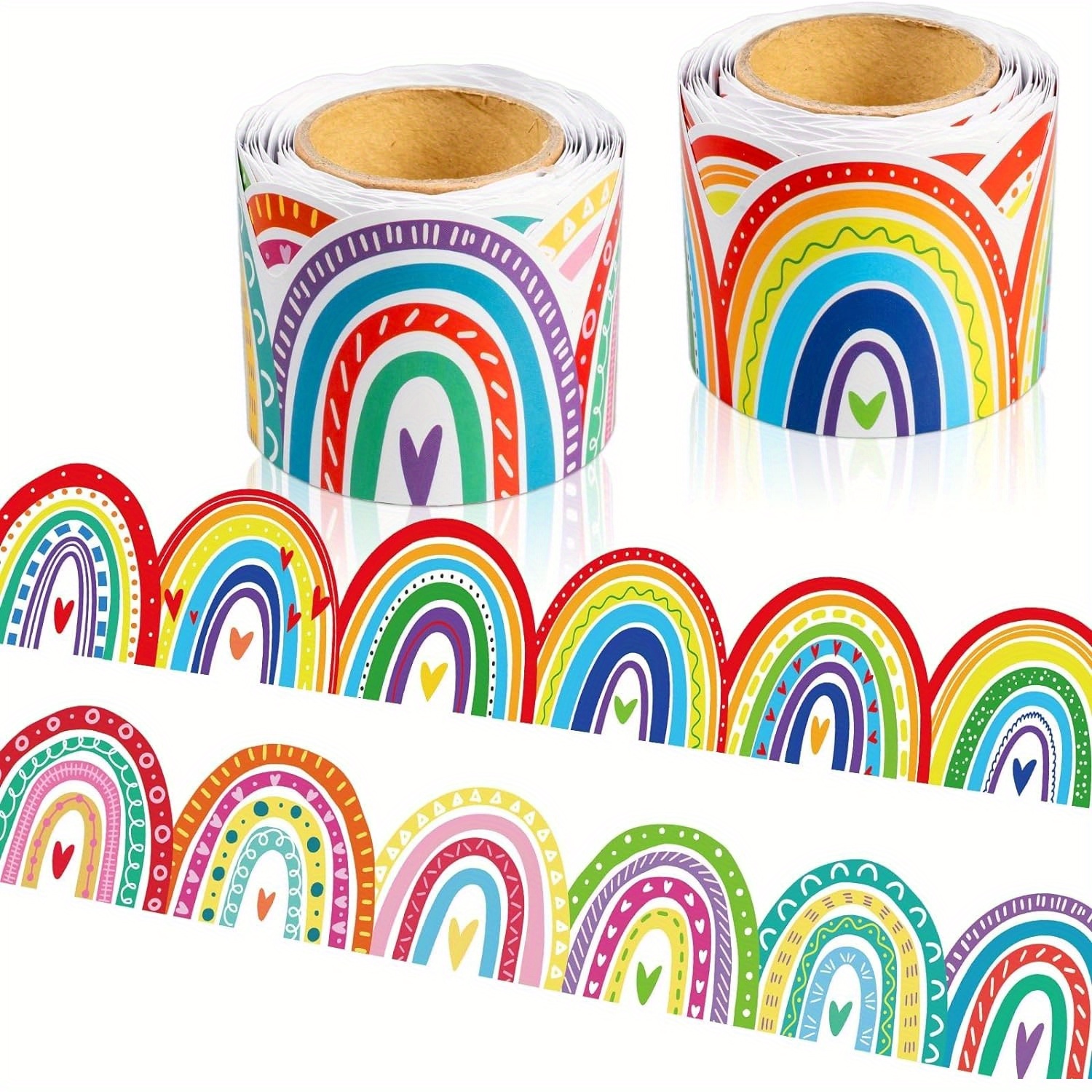 

1 Roll/30ft, Bulletin Board Border Decorations - Rainbow Coated Classroom Rolled Border Trim For Classroom Back To School Chalkboard Board Border Decor
