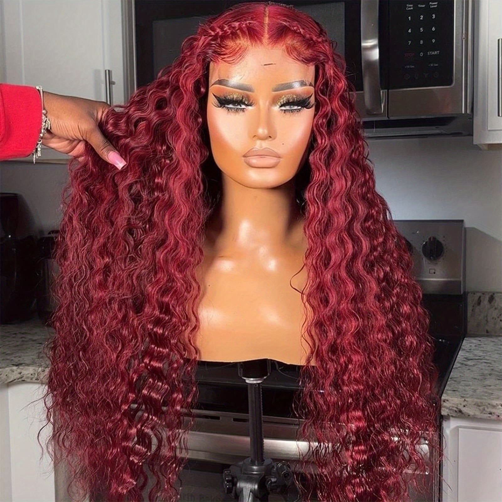 99j Burgundy Lace Front Human Hair Wigs Deep Wave Frontal - Temu