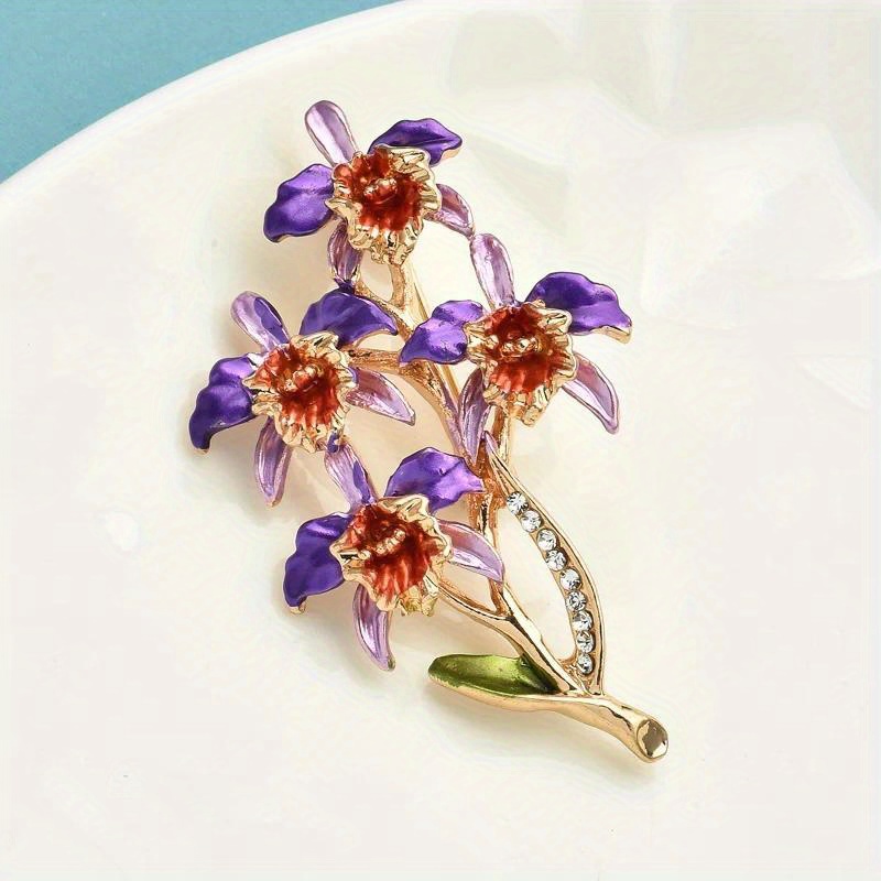 Image of Gorgeous Enamel Flower Brooches For Women Rhinestone Flower Office Party Brooch Pin Gifts For Casual