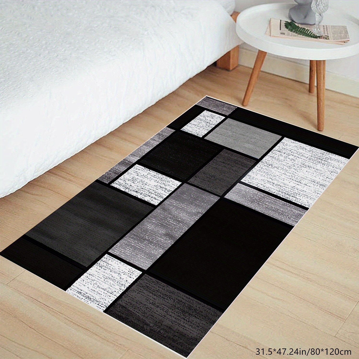 Box Pattern Gray/Grey Black White Area Rug – Modern Rugs and Decor