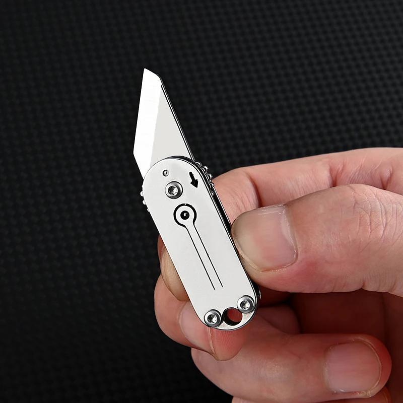 Brass Mini Little Pocket Knife Portable Keychain Survival Metal Folding /  Retractable Blades for Outdoor Picnic and Camping