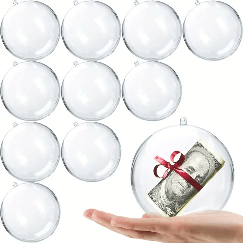 20pcs Clear Plastic Fillable Ornaments Ball, For Christmas, Wedding, Party,  Home Decor