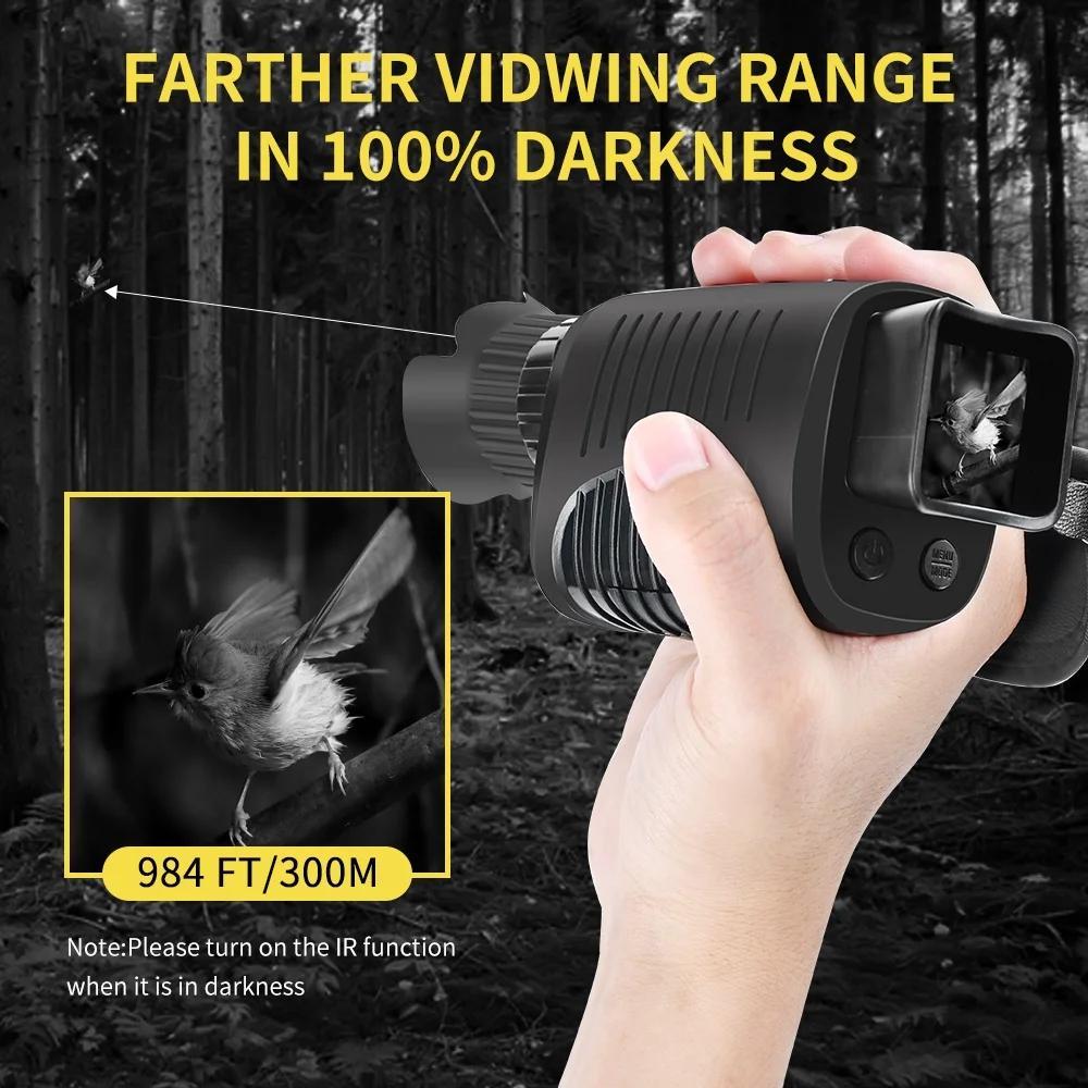 Lunettes de vision nocturne de type HD avec appareil photo numérique  infrarouge (ir) pour l'enregistrement photo + vidéo pour la chasse en plein  air, le camping, l'observation des oiseaux et la surveillance