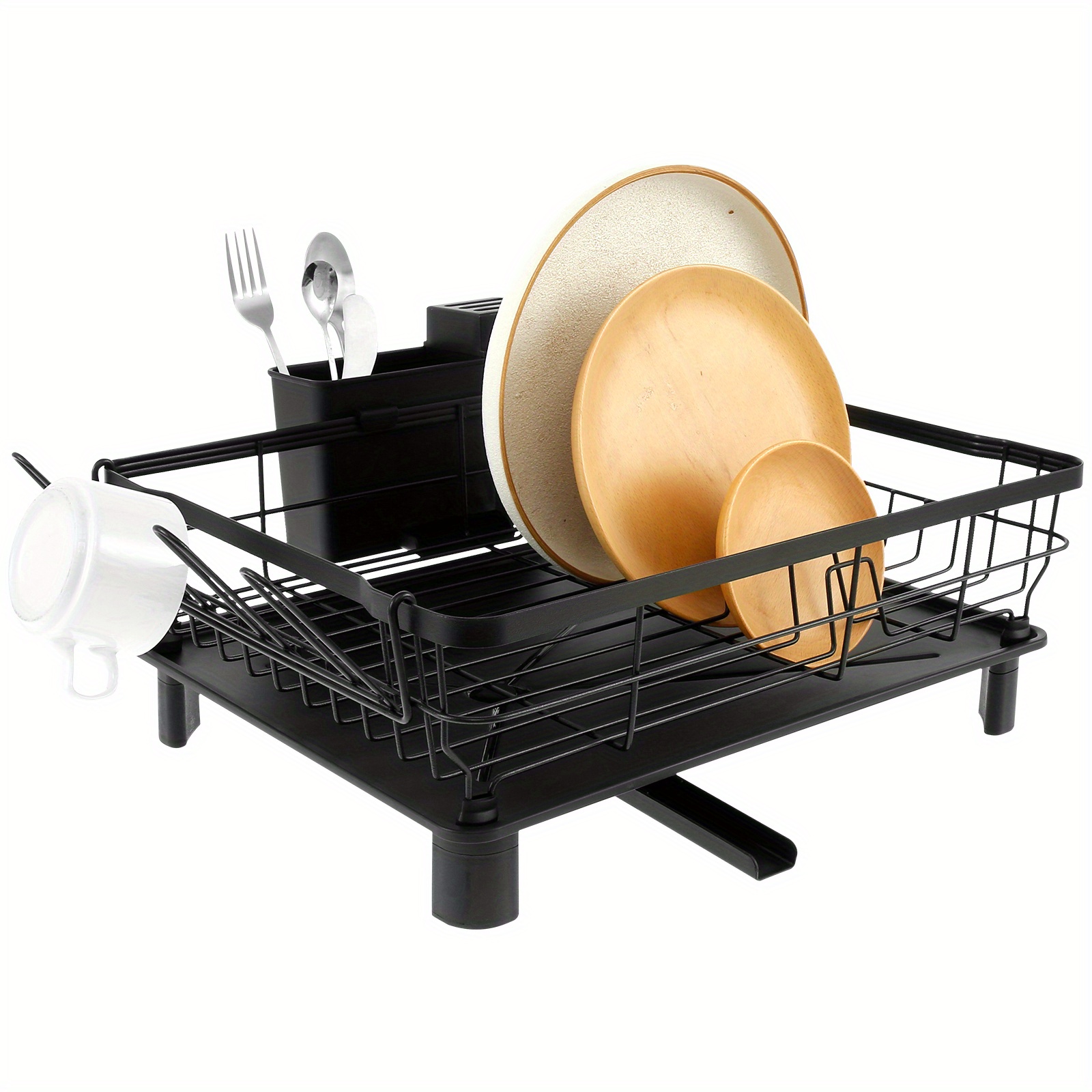 Escurridor de platos enrollable sobre el fregadero con soporte para  utensilios, escurridor de platos plegable para fregadero de cocina, estante  de