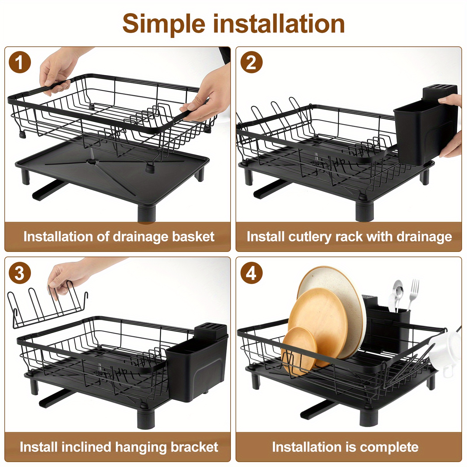 Escurridor de cubiertos de acero inoxidable, para platos soporte